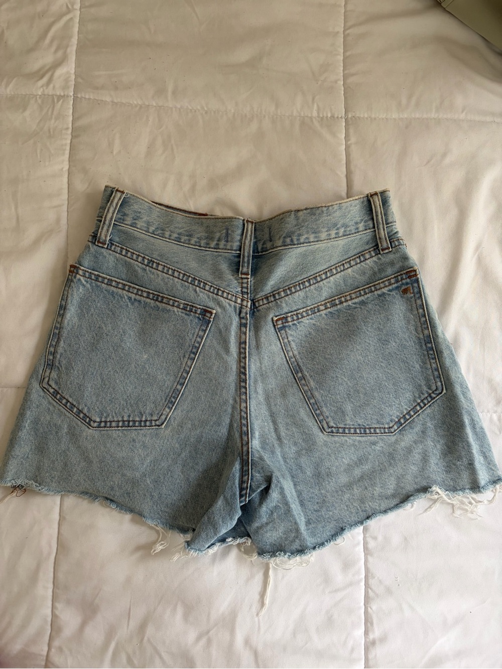 Madewell Light Wash Distressed High-Rise Denim Shorts - Picture 2 of 6